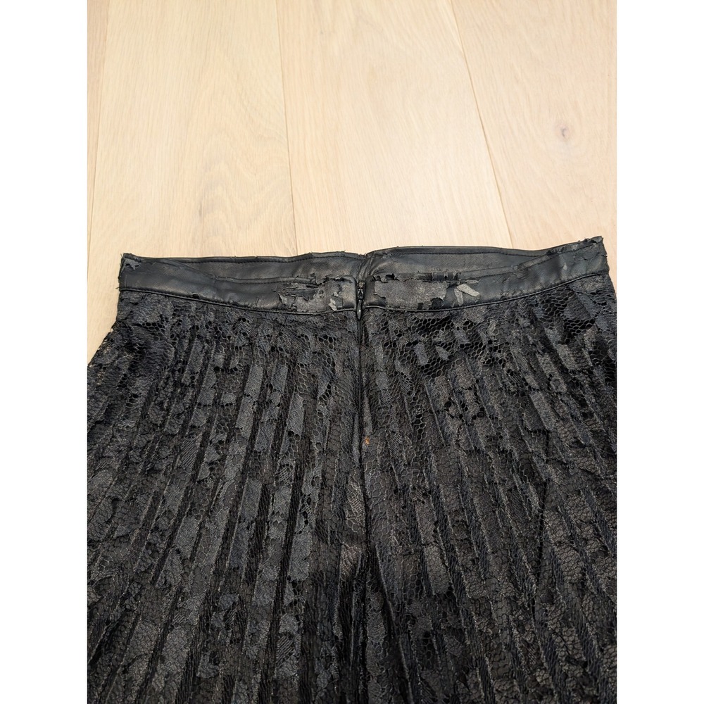 Free People Black Pleated Lace Midi Skirt Size 2 Romantic Goth Boho - Picture 8 of 8